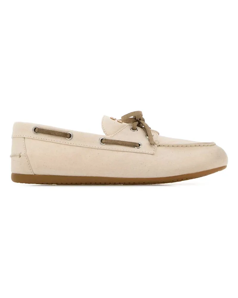 Miu Miu Women's Canvas Lace-Up Loafer Beige Beige