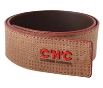 Women's White Leather Logo Fashion Waist Belt Beige