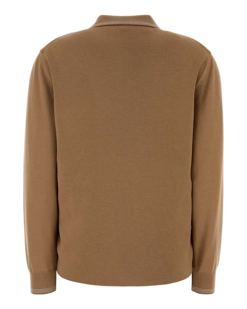 Miu Miu Women's Camel Wool And Suede Cardigan Cammello Maglieria Sweater Camel