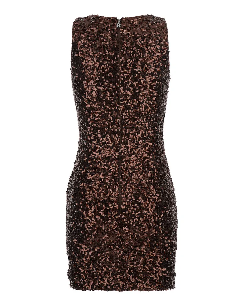 ROTATE Birger Christensen Women's U-Neck Sequin Dress, Brown Brown
