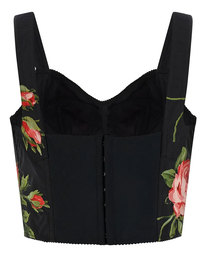 Dolce & Gabbana Bouquet Rose Bustier Top — Black Black