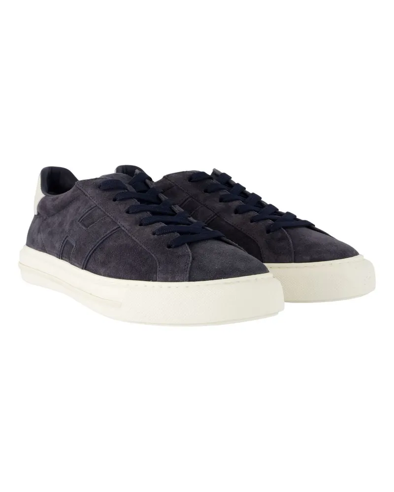 Hogan Men's H691 Sneakers -  Leather Multicolor Calfskin Shoes Navy