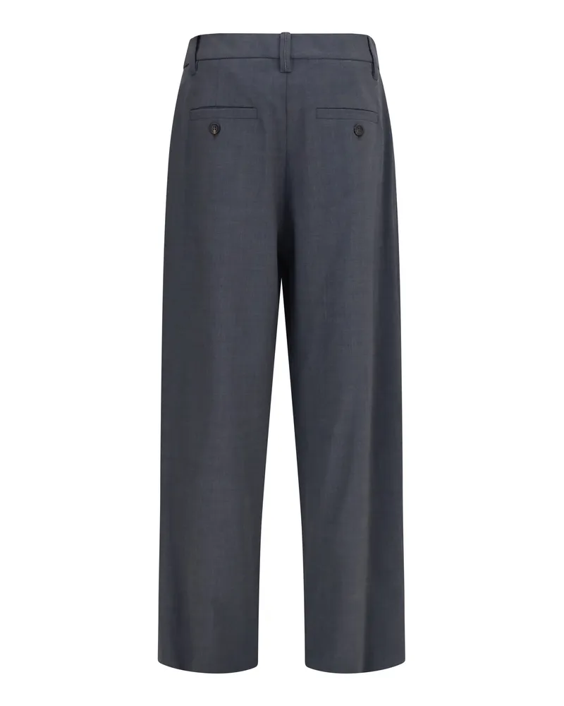 Brunello Cucinelli Tropical Wool Tailored Trousers — Gray Gray