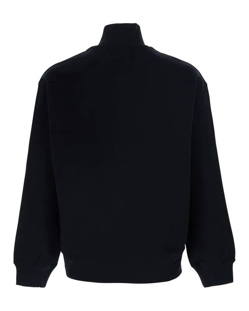 Kitsuné Men's Sweatshirt Fox Head Comfort Half-Zip Black Cotton Sweatshirts Sweater Black