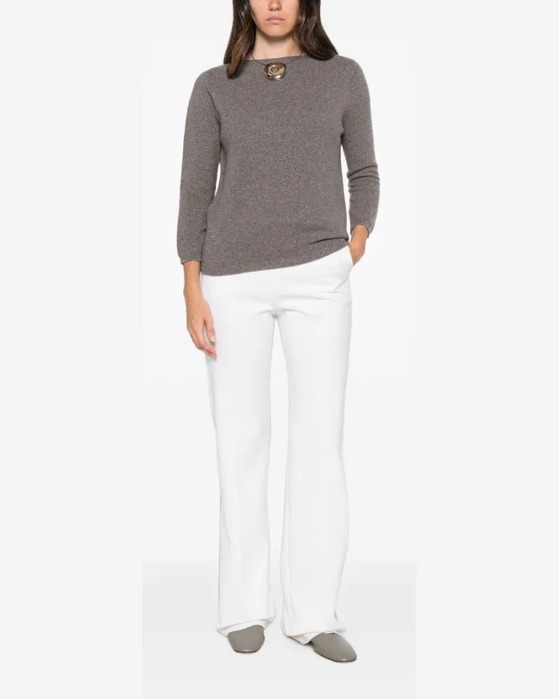 Fabiana Filippi Fine-Knit Shimmer Wool Sweater — Grey Grey