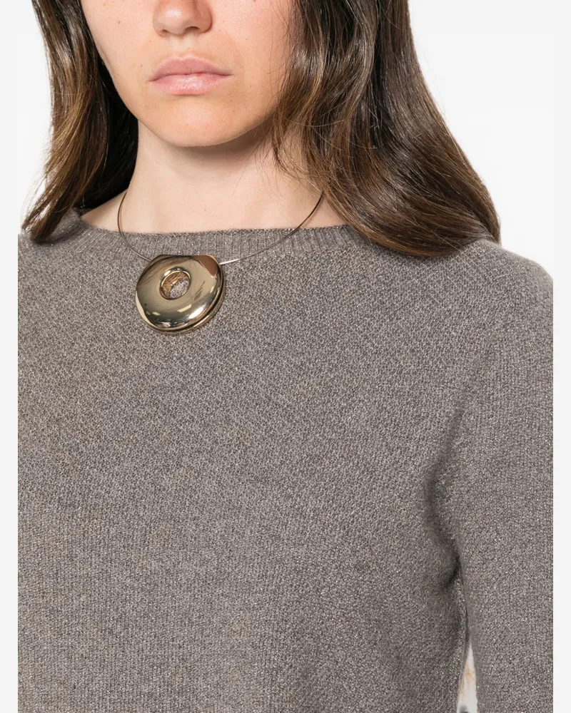 Fabiana Filippi Fine-Knit Shimmer Wool Sweater — Grey Grey