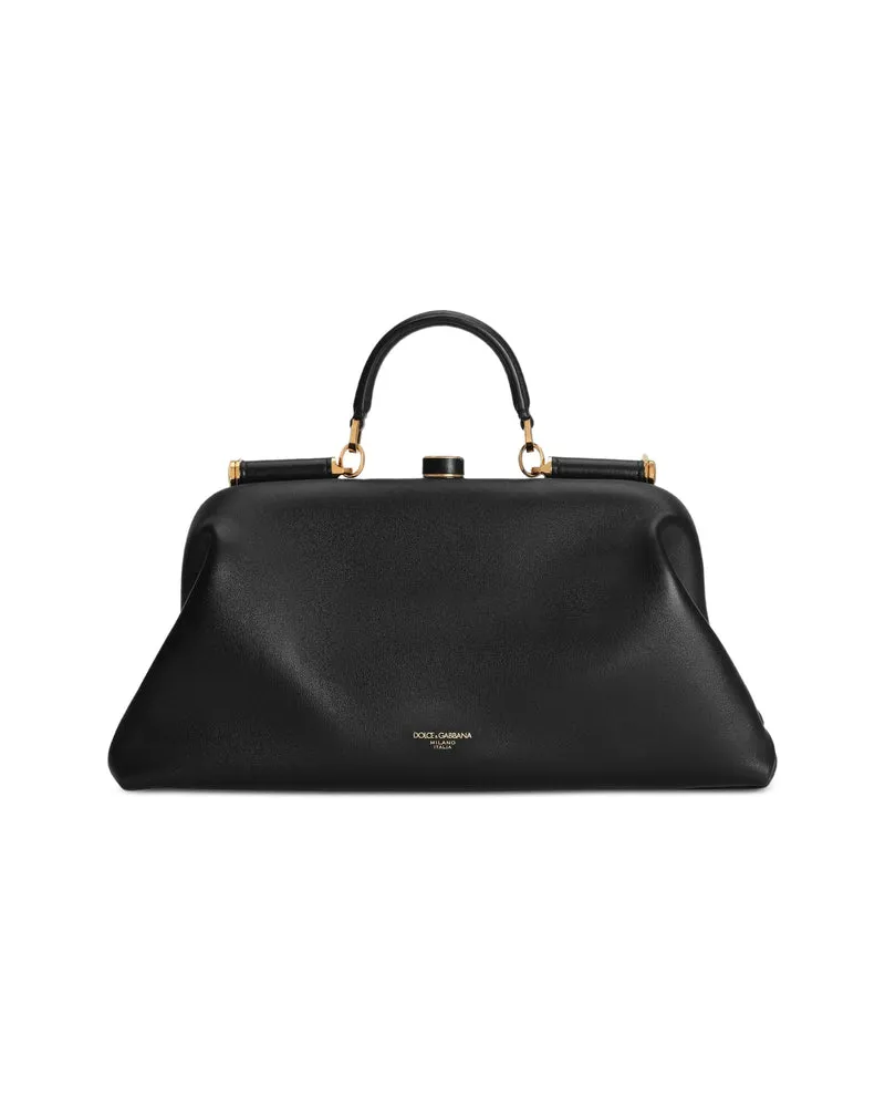 Dolce & Gabbana Plongé Nappa Leather Shoulder Bag — Black Black