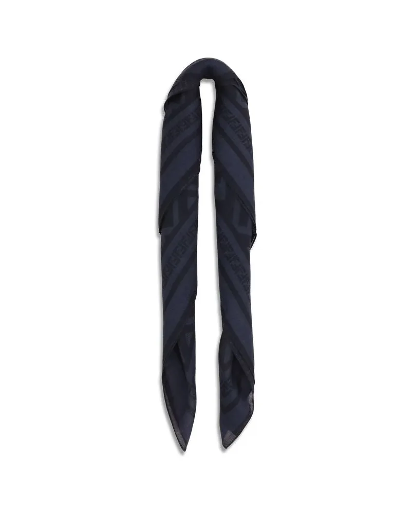 Fendi Men's Blue Wool Oves Aries Scarf Blue