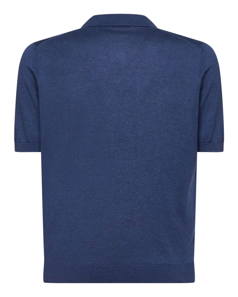 Tagliatore Silk Knit Polo Shirt — Navy Navy