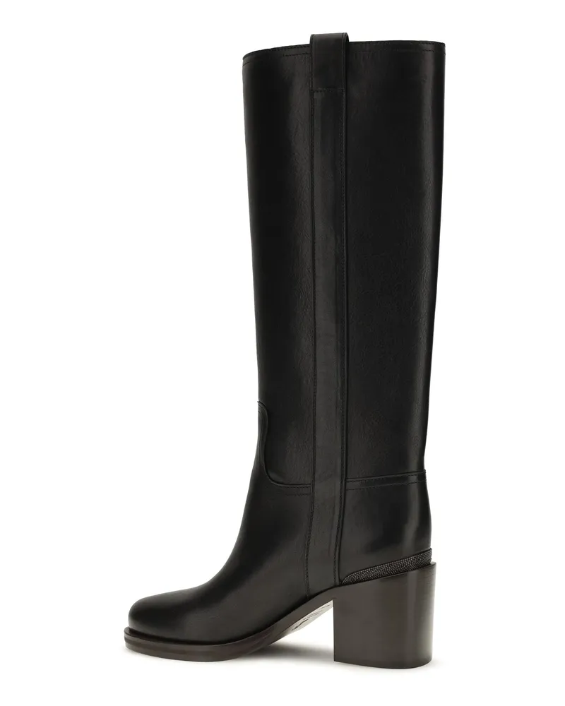 Brunello Cucinelli Riding Calf Leather Boot — Black Black