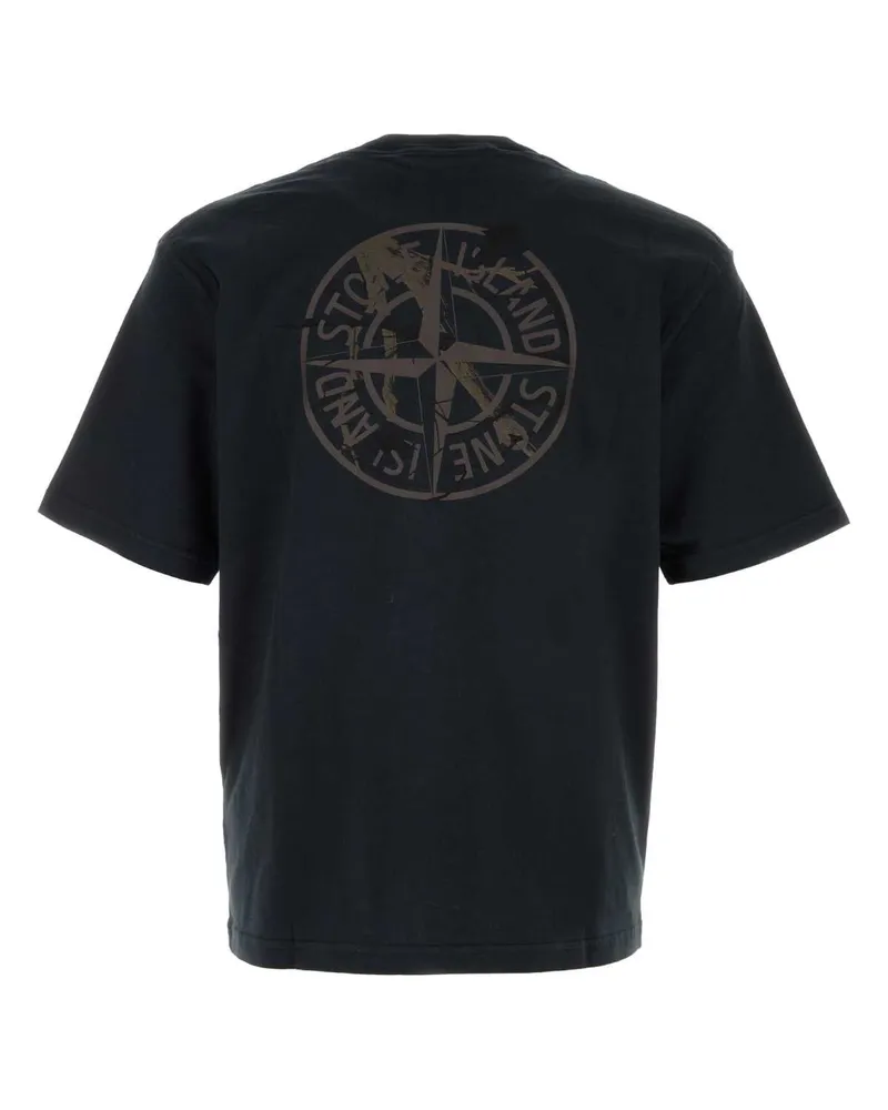 Stone Island Logo-Embroidered Cotton T-Shirt — Blue Blue