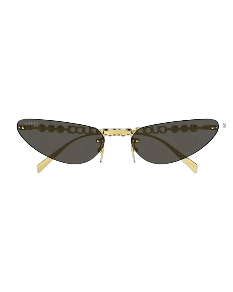 Gucci Unisex Sunglasses Metallic Metal Gold
