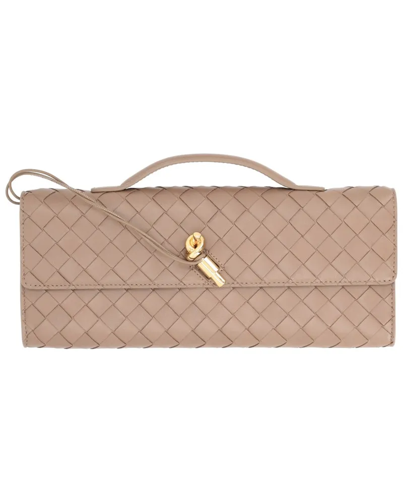 Bottega Veneta Women's Clutch Bag Andiamo Beige Leather Lamb Beige