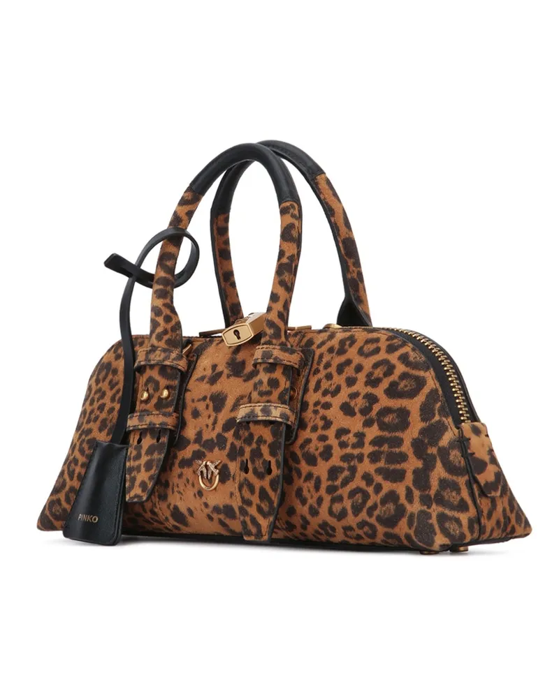 Pinko Women's Bowling Bag Baguette Suede M35q Borse A Mano Brown