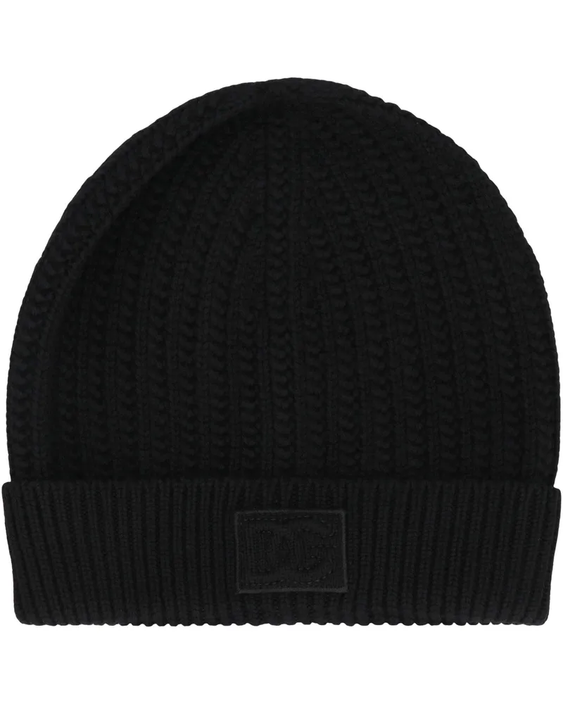 Dolce & Gabbana Men's Black Wool Beanie Virgin Hat Black