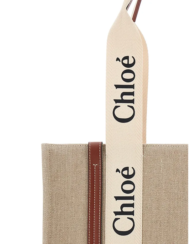 Chloé Woody Tote Bag — Beige Beige