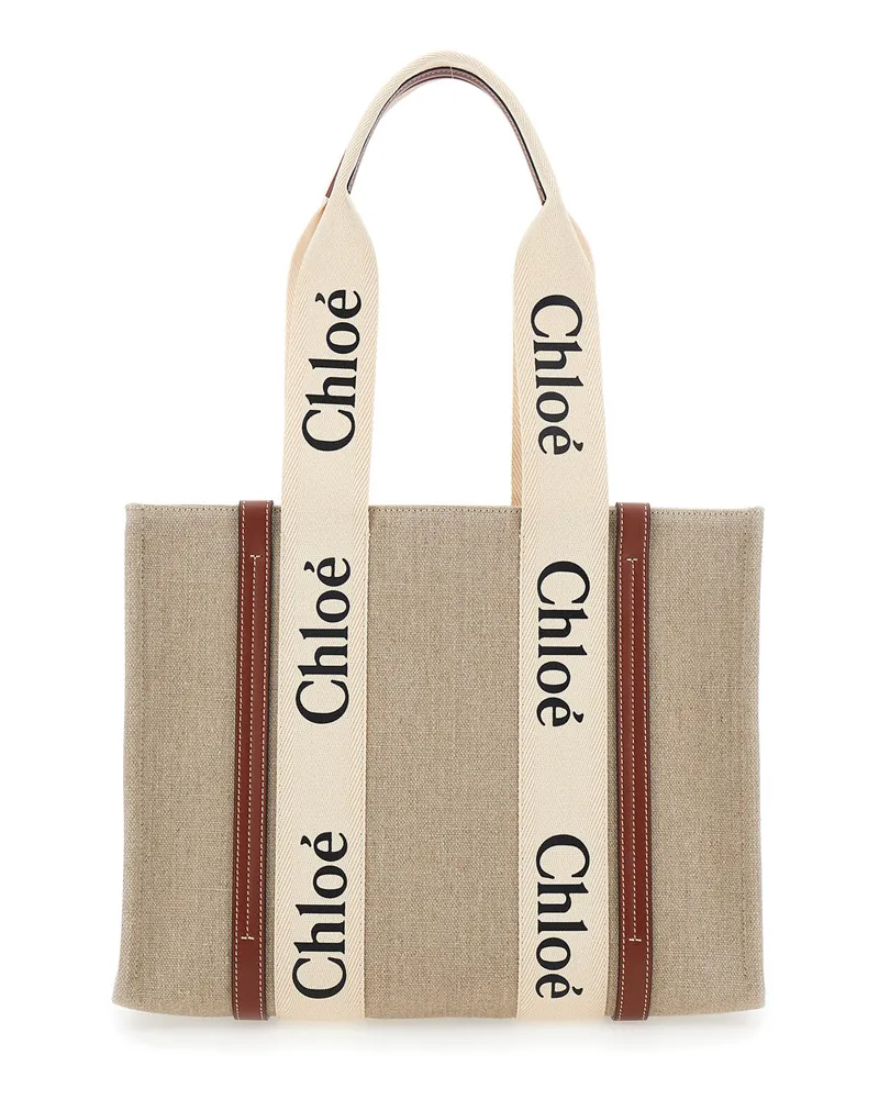 Chloé Woody Tote Bag — Beige Beige
