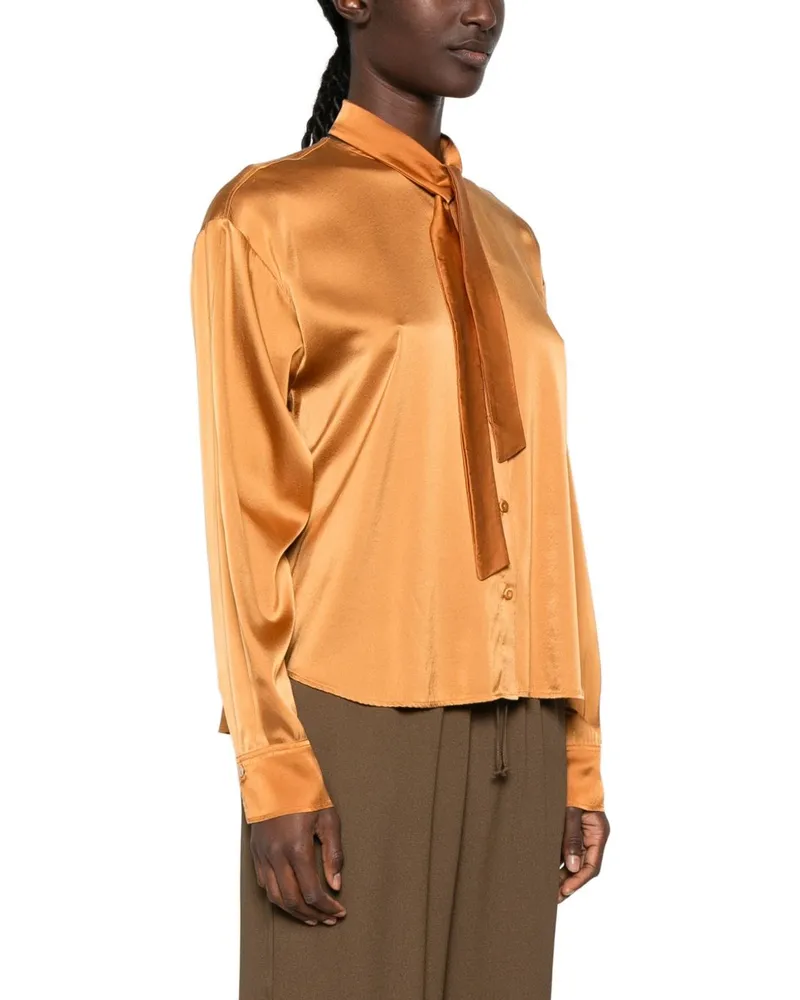 forte_forte Silk Bow-Tie Blouse — Orange Orange