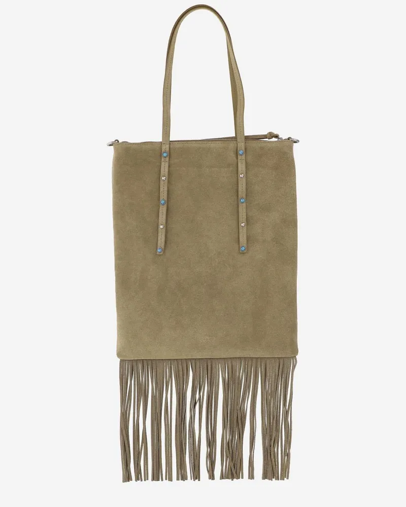 Pinko Women's Suede Shopping Bag Beige Leather Tote Beige