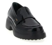 Chunky-Sole Calfskin Loafer — Black