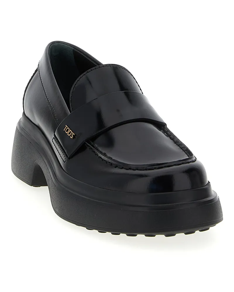 TOD'S Women's Black Calfskin Slip-On Loafers Black