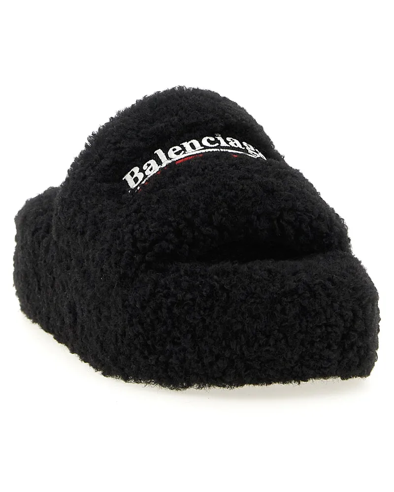 Balenciaga Women's Black Polyester Slides Shoe Black