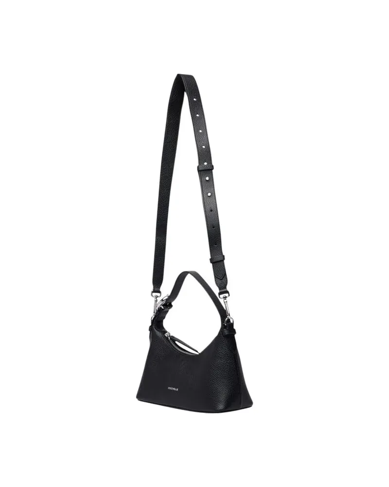 Coccinelle Grained Leather Hobo Bag — Black Black