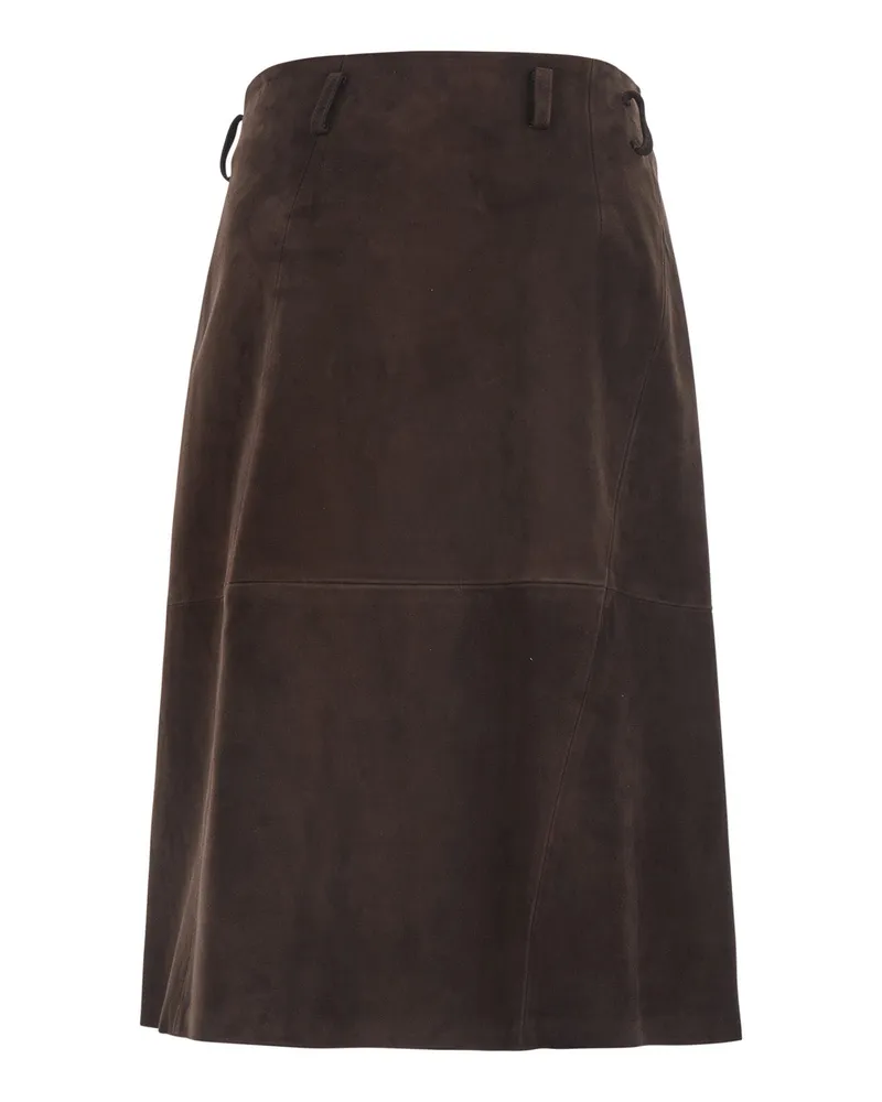 Semicouture Women's Skirt Rosanne Suede Brown Viscose And Polyester Brown