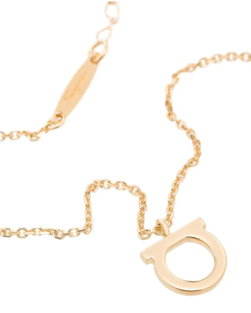 Ferragamo Women's Necklace With Gancini Charm, Gold Metallic Brass Necklaces Gold
