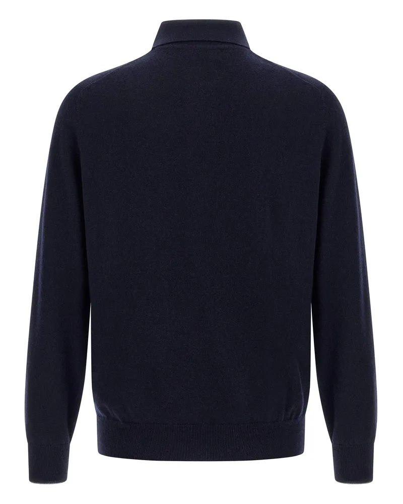 Brunello Cucinelli Men's Blue Cashmere Polo Shirt Blue