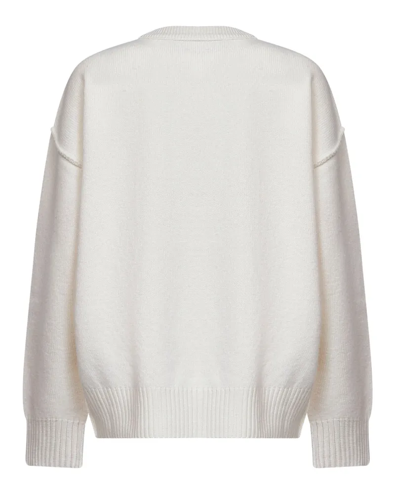 AMI Paris Women's Crewneck Sweater Ami De Cœur Ivory 