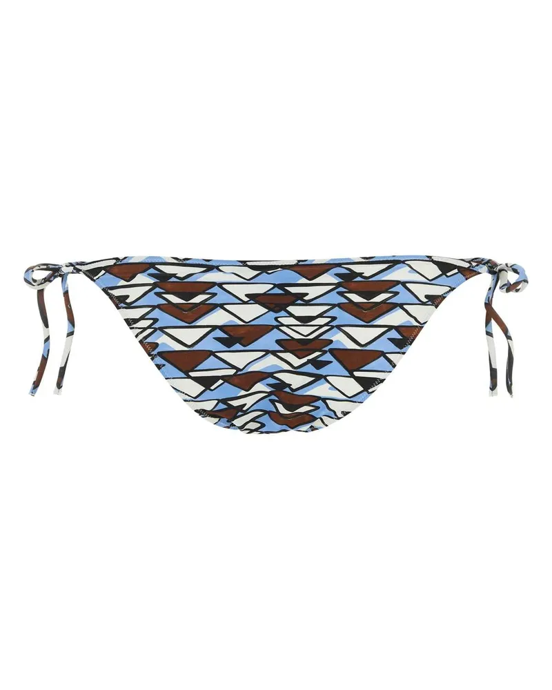 Prada Women's Printed Stretch Nylon Bikini Bottom Celestetabacc Exterior: Elastane Costumi Da Bagno Swimwear Blue
