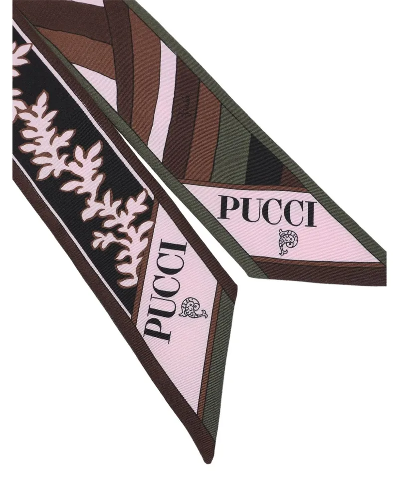 Emilio Pucci Printed Silk Foulard Scarf — Brown Brown