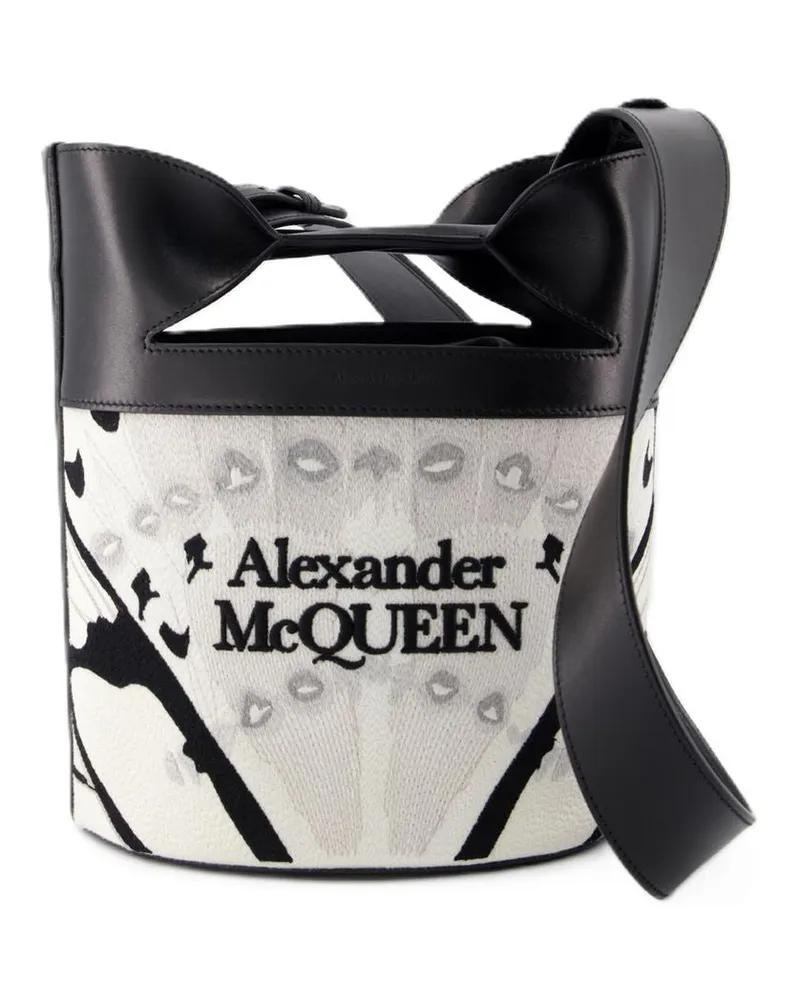 Alexander McQueen Women's The Bucket Bow Crossbody -  Leather White Calfskin Bags Crossbodies White