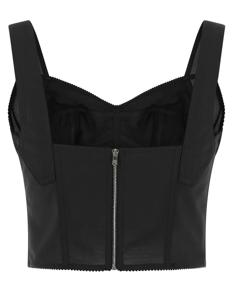 Dolce & Gabbana Corset-Structured Satin Tank Top — Black Black