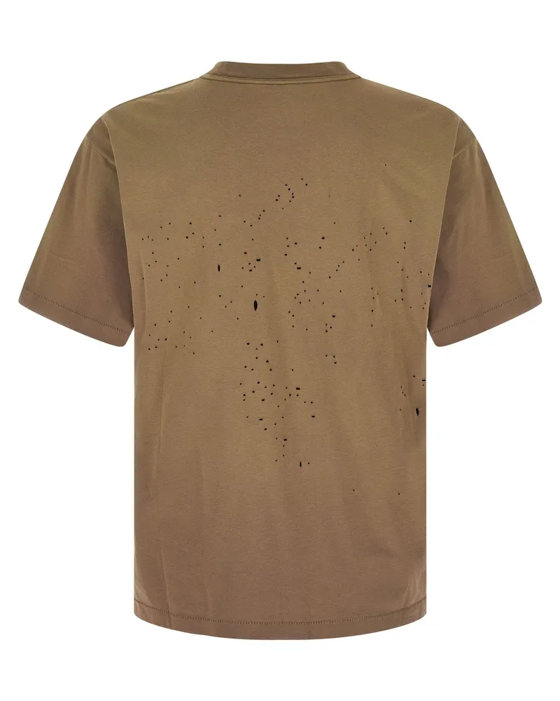 Satisfy Distressed Openwork Organic Cotton T-Shirt — Khaki Khaki