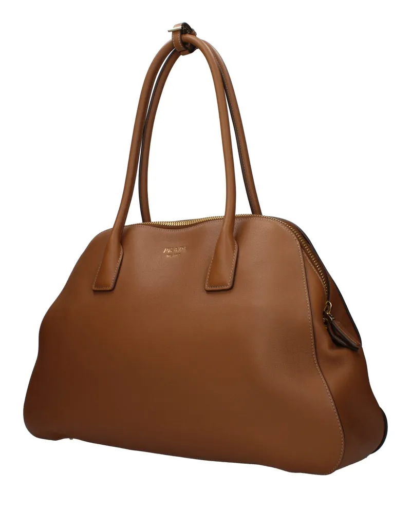 Prada Women's Brown Leather Shoulder Bag Brown