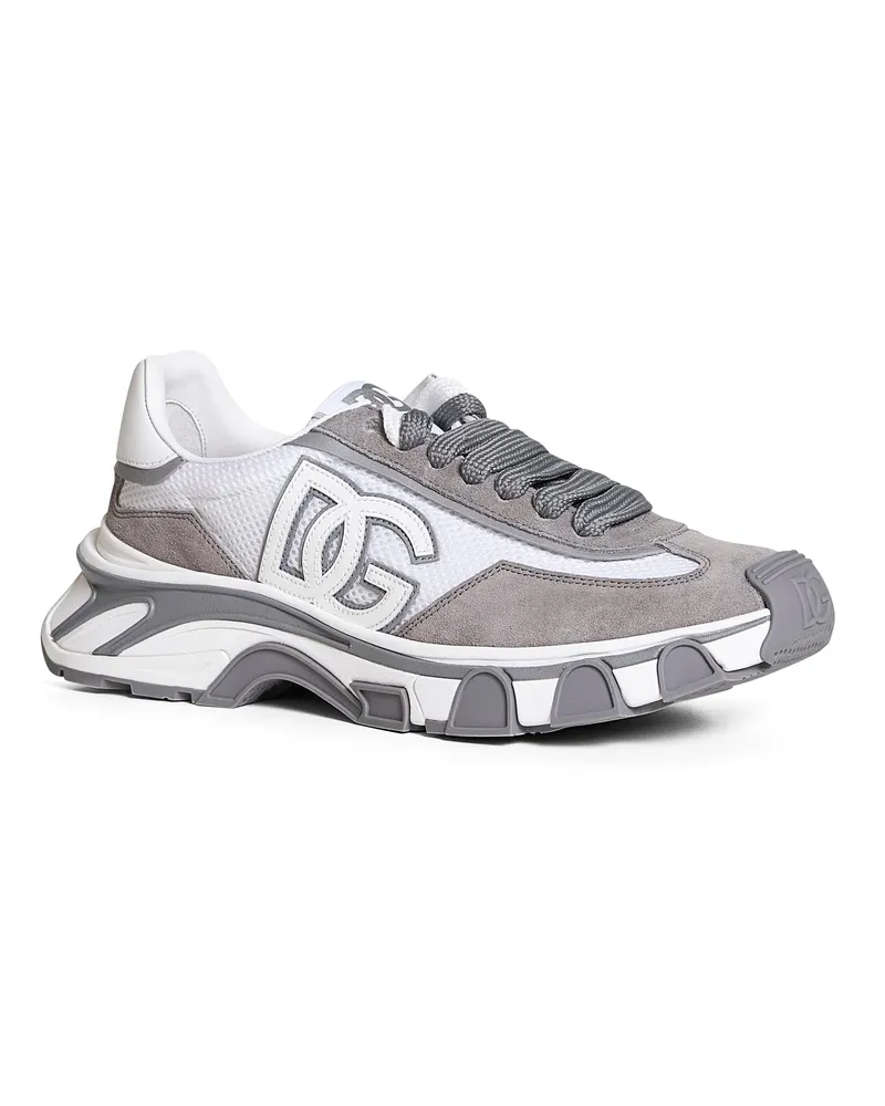 Dolce & Gabbana Men's Sneakers White-Grey Calf Leather Trainers White/grey White