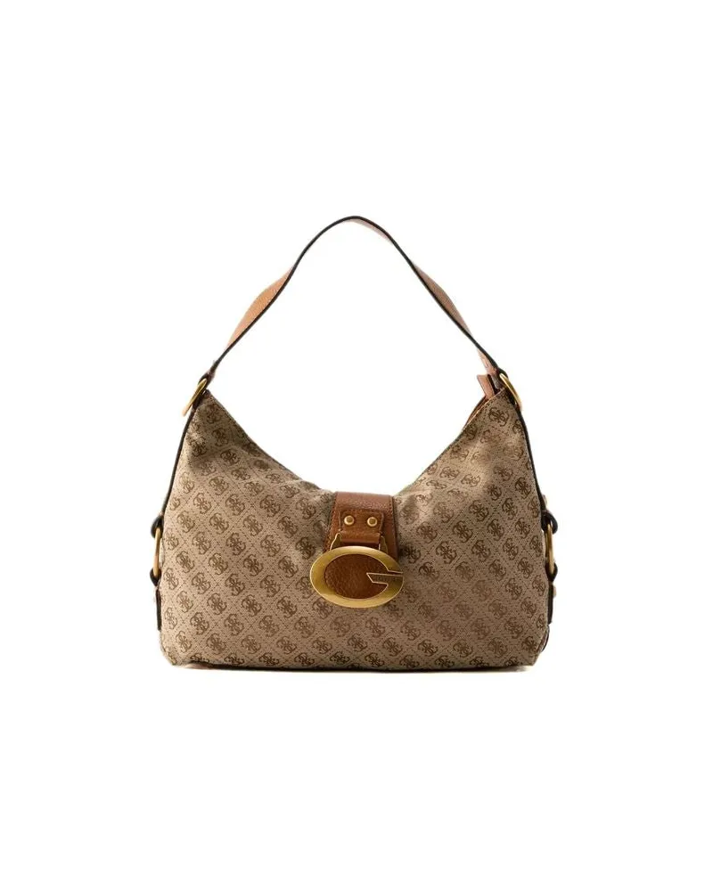 Guess Women's Crossbody Bag Latte Logo-Cognac Polyester Crossbody-bags Brown