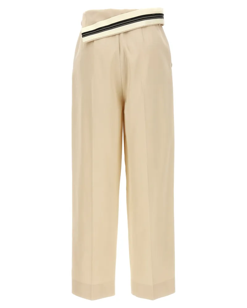 Fendi Women's Beige Wool Casual Pants Beige