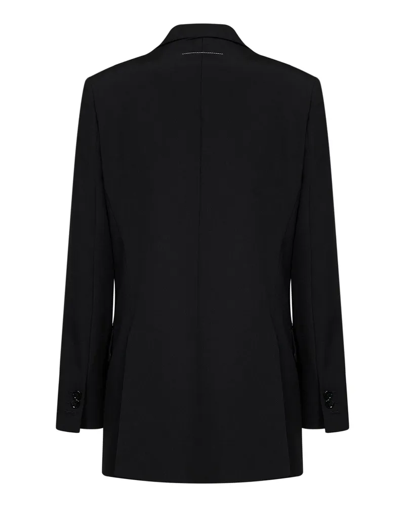 Maison Margiela Women's Blazer Double-Breasted Black Wool-Blend Polyester Jacket Black