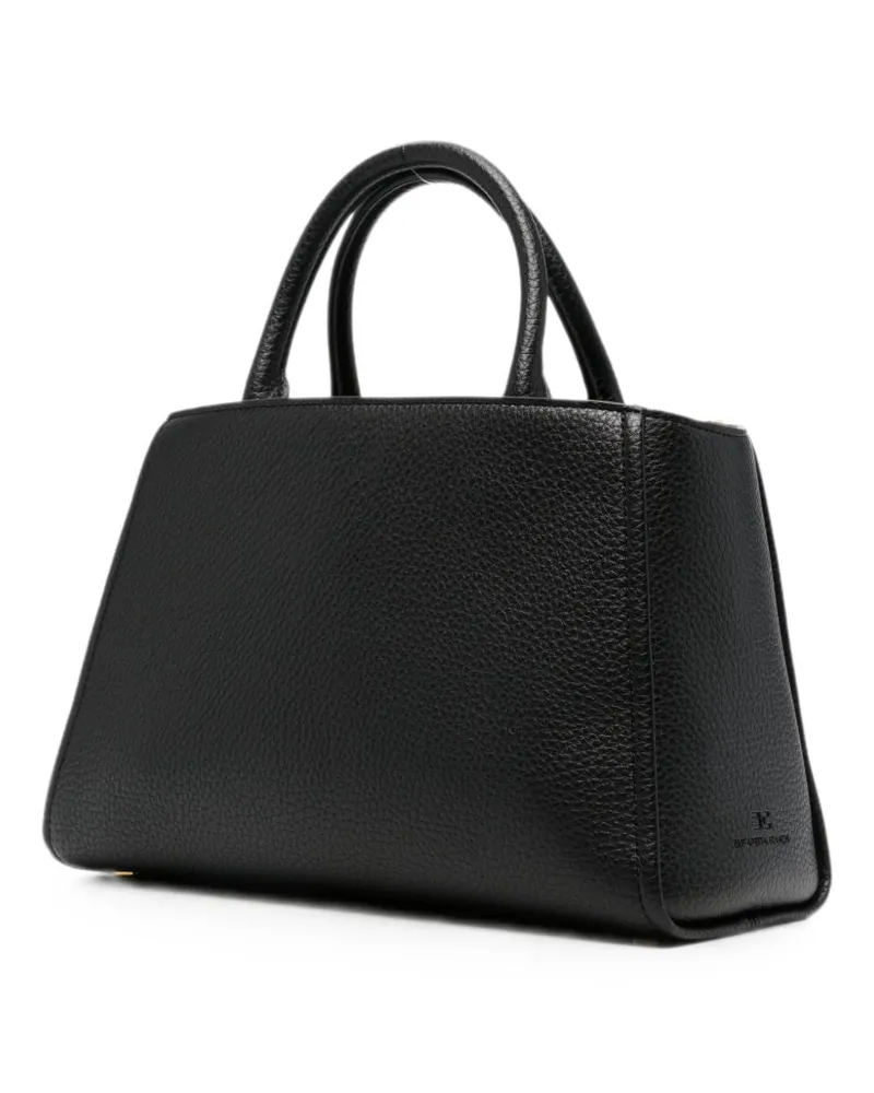 Elisabetta Franchi Pebbled Faux Leather Shoulder Bag — Black Black