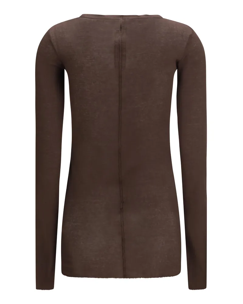 Rick Owens Women's Long-Sleeved T-Shirt Macassar Cotton T-Shirts & Jerseys Brown