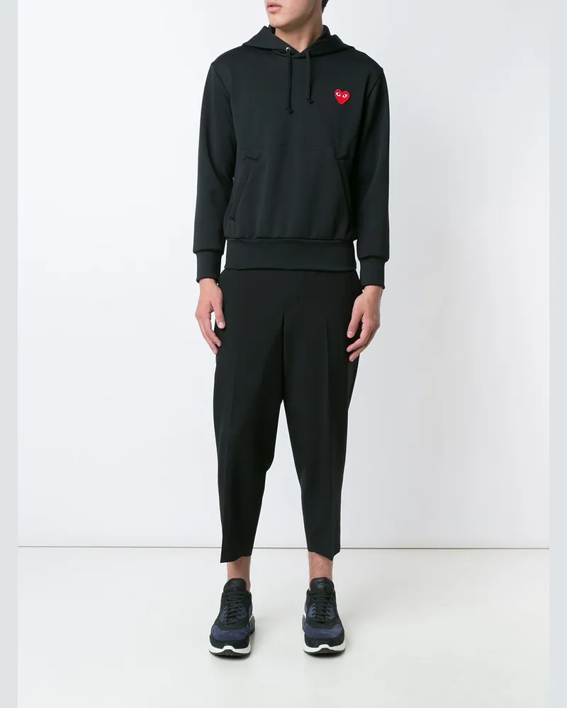 Comme des Garçons Logo-Embroidered Cotton Hoodie — Black Black