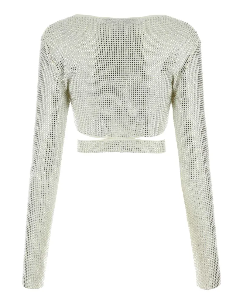 ADAMO Women's Embellished Viscose Blend Top White Maglie White