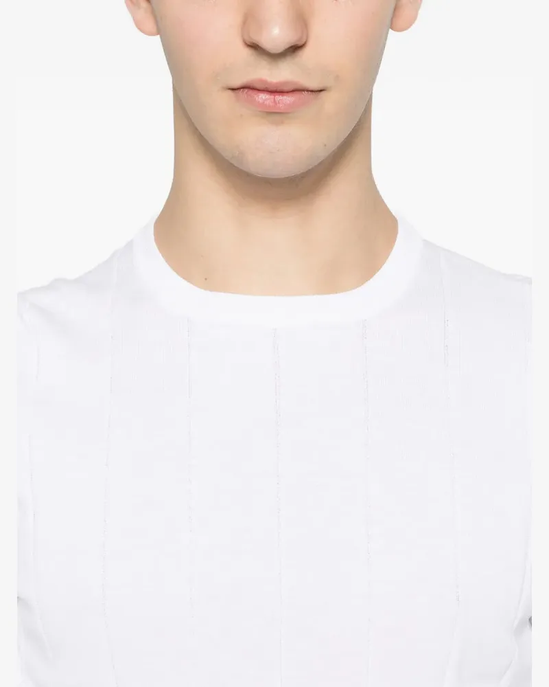 PANICALE Cashmere Men's Striped T-Shirt Ss26 M White