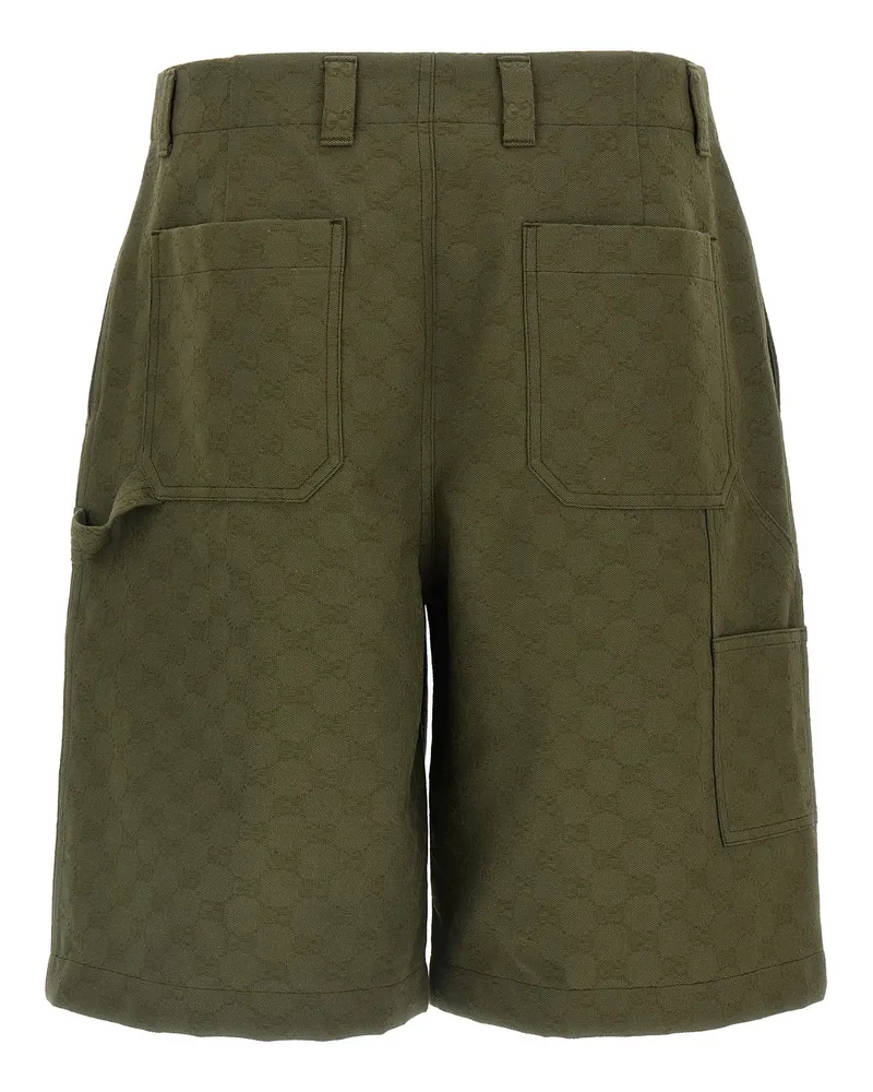 Gucci Men's Bicolor Cotton Bermuda Shorts Green