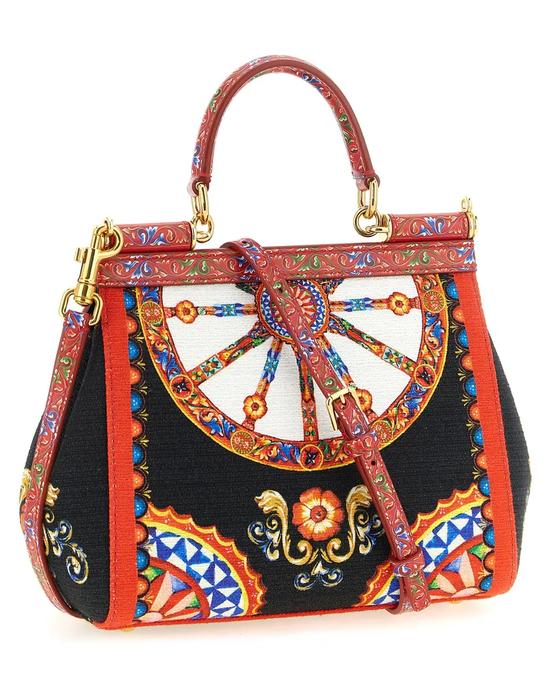 Dolce & Gabbana Women's Sicily Top Handle Bag Multicolor Cotton Viscose Wool Multicolor