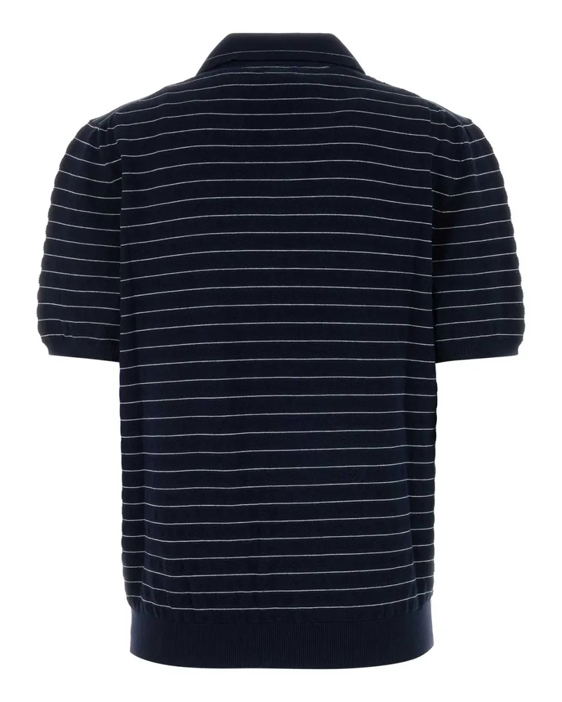 Miu Miu Women's Embroidered Cotton Polo Shirt Bleu Exterior: Maglieria Sweater Navy