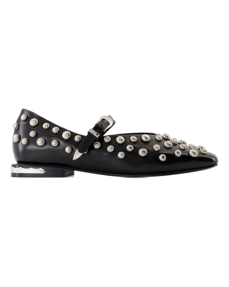 Toga Women's Aj1374 Ballerinas -  Leather Black Calfskin Shoes Flat-Shoes Black